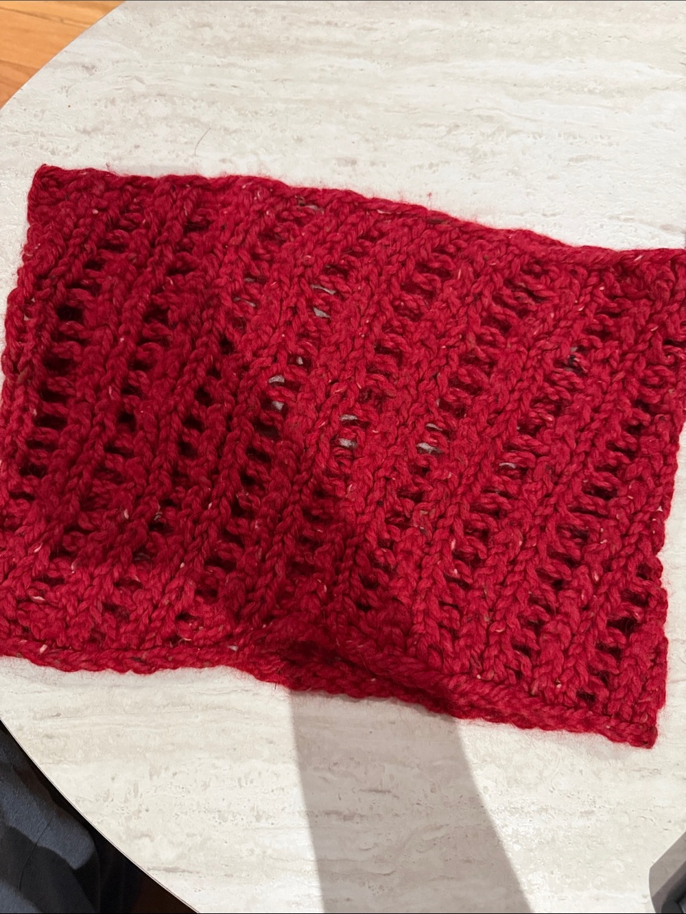 Handmade Chunky Knit Red Infinity Scarf